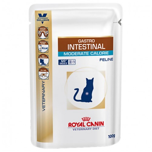 پوچ رویال کنین مخصوص گربه مبتلا به بیماری های گوارشی و مشکل اضافه وزن/ 100 گرمی/ Royal Canin Gastro Intestinal Moderate Calorie 
